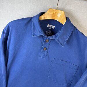 Duluth Trading Polo Shirt Mens L Blue Longtail‎ T Long Sleeve Outdoors Workwear
